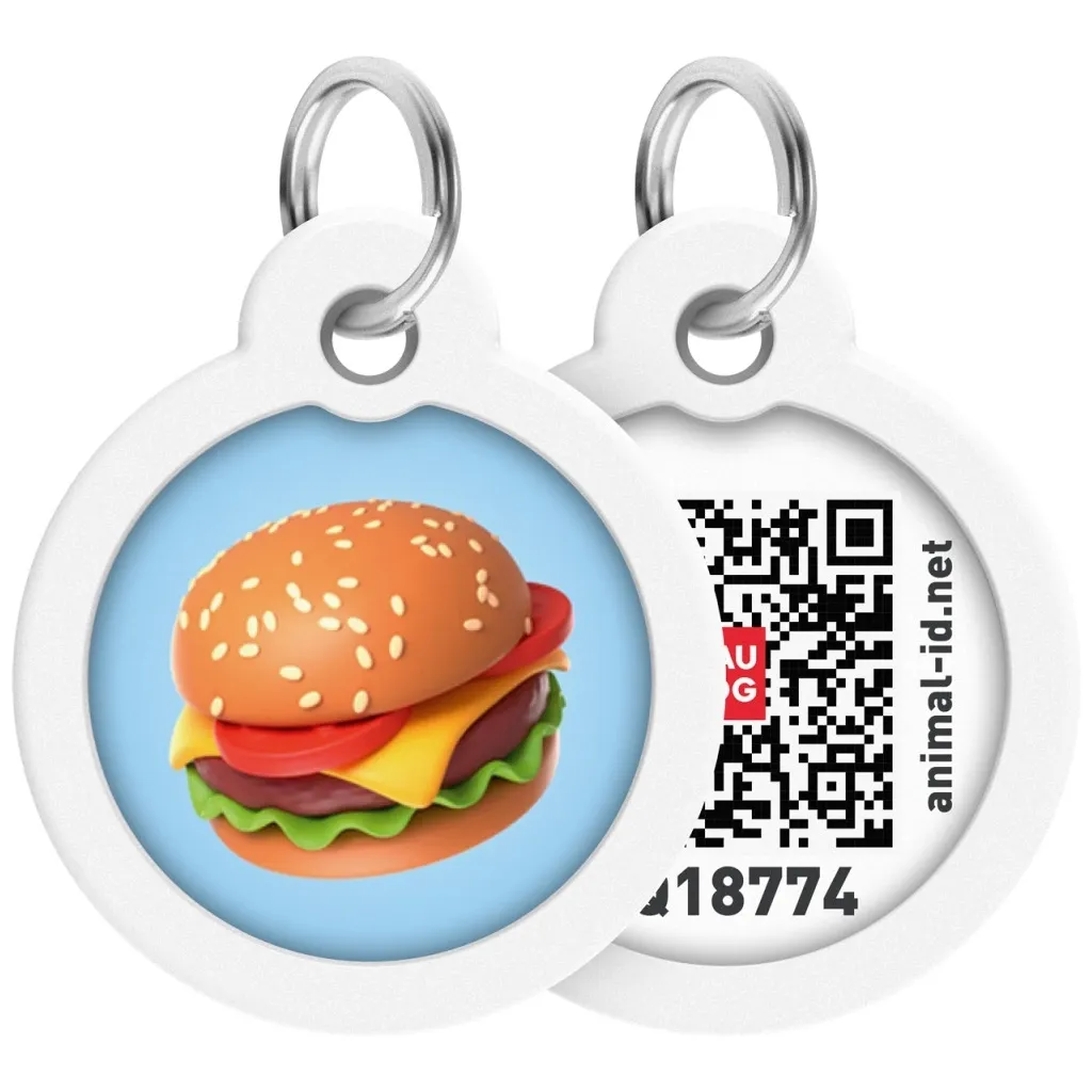 Адресник для тварин WAUDOG Smart ID з QR паспортом "Гамбургер", коло 30 мм (230-4037)