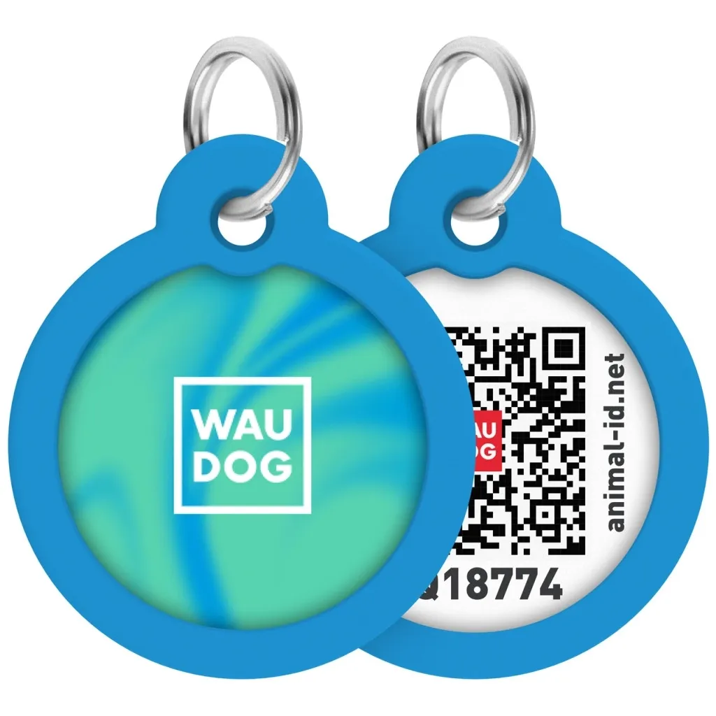 Адресник для тварин WAUDOG Smart ID з QR паспортом "Градієнт блакитний", коло 30 мм (230-4036)