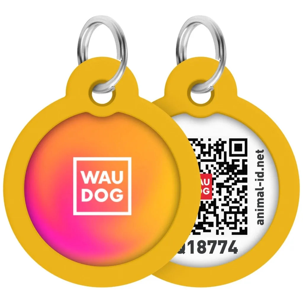 Адресник для животных WAUDOG Smart ID с QR паспортом "Градиент оранжевый", круг 30 мм (230-4035)