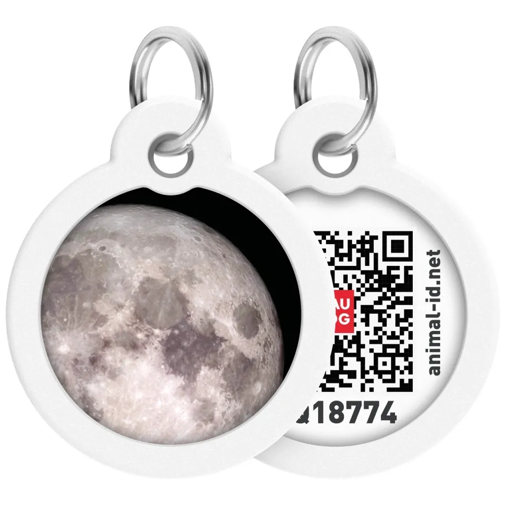 Адресник для животных WAUDOG Smart ID с QR паспортом "Луна", круг 25 мм (225-4030)