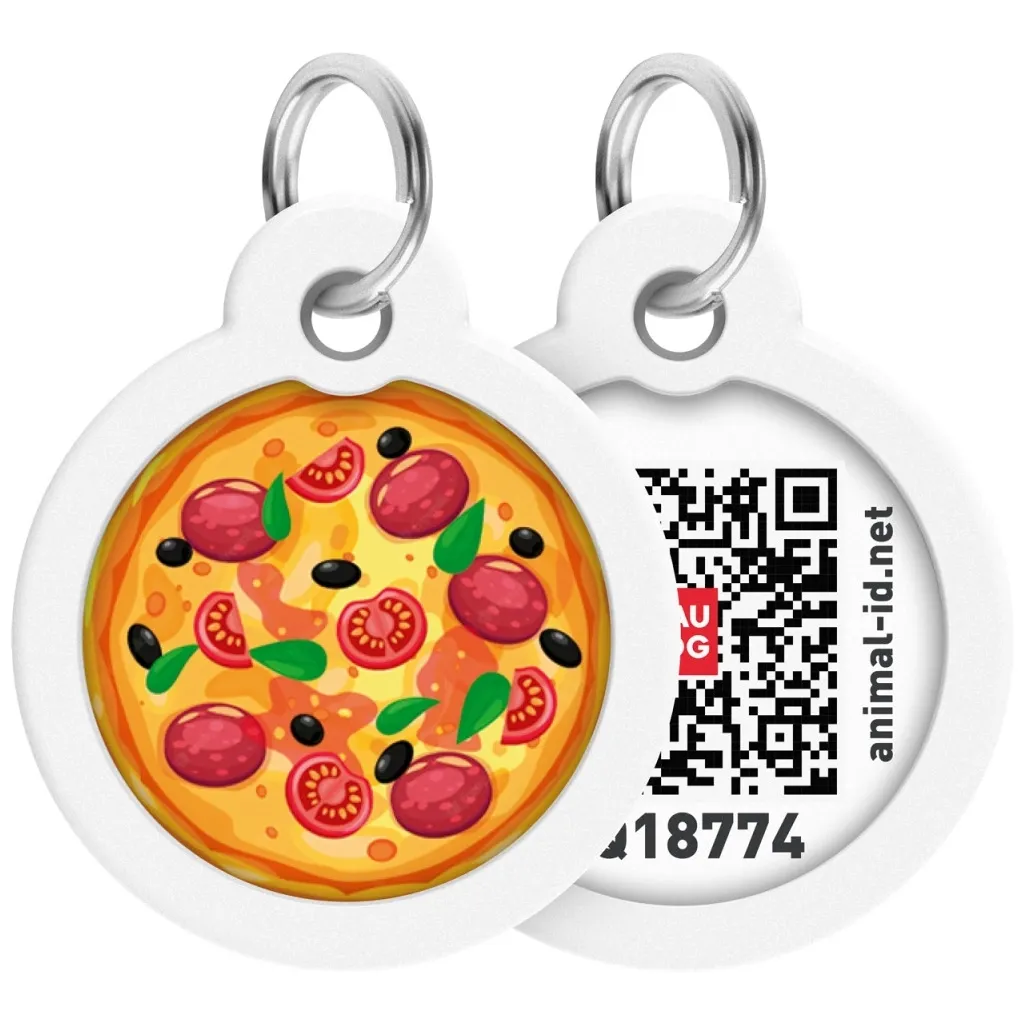 Адресник для животных WAUDOG Smart ID с QR паспортом "Пицца", круг 25 мм (225-4038)