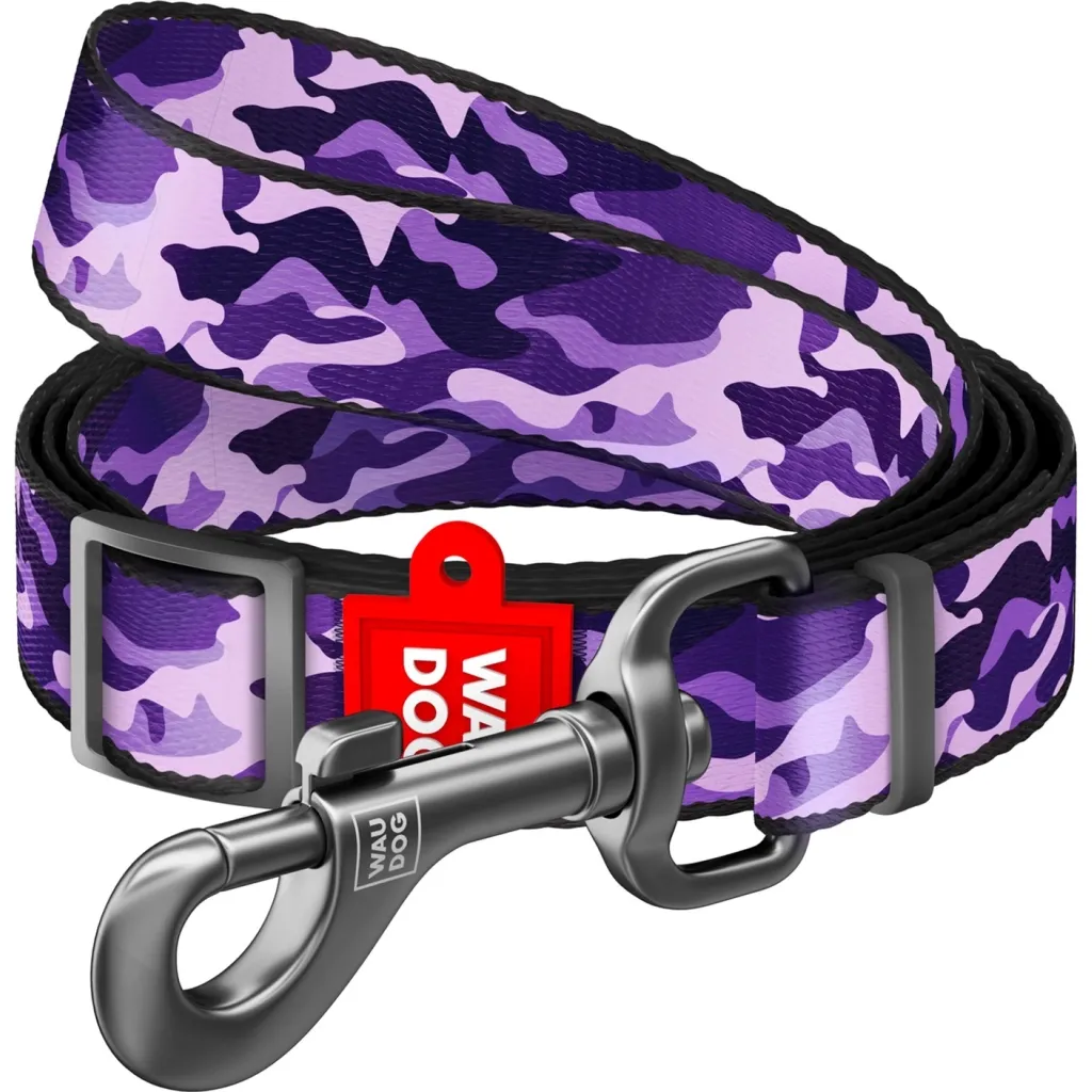Повідок для собак WAUDOG Nylon регульований "Фіолетовий камо" S Ш 15 мм (5348)