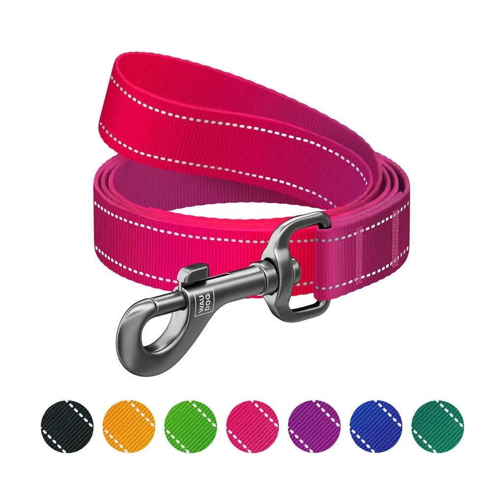 Поводок для собак WAUDOG Nylon Mono, светоотражающий L-XXL розовый (52197)