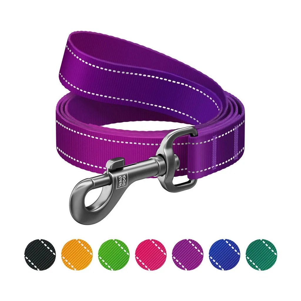 Повідок для собак WAUDOG Nylon Mono, світловідбивний L-XXL фіолетовий (52199)
