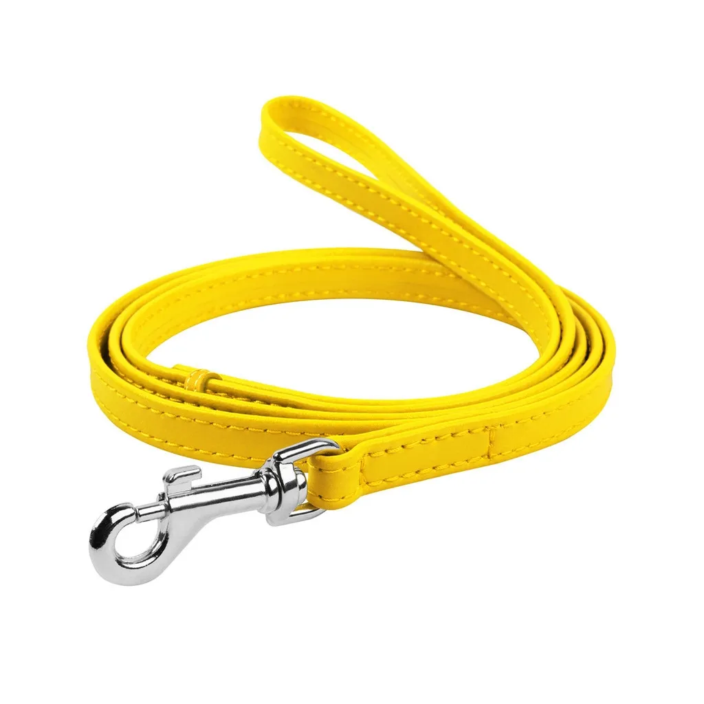 Поводок для собак WAUDOG Glamour кожаный XS желтый (33728)