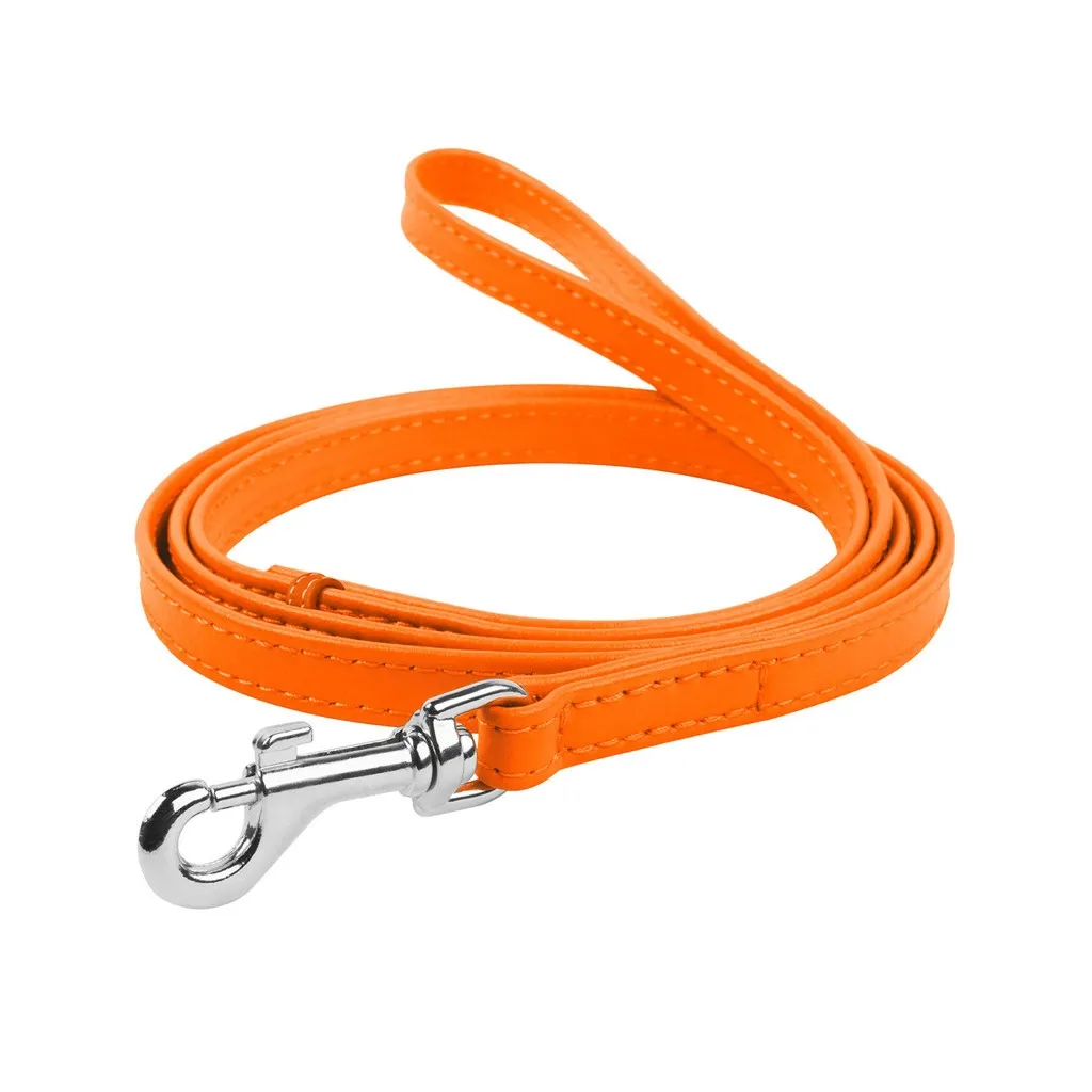 Поводок для собак WAUDOG Glamour кожаный XS оранжевый (33724)