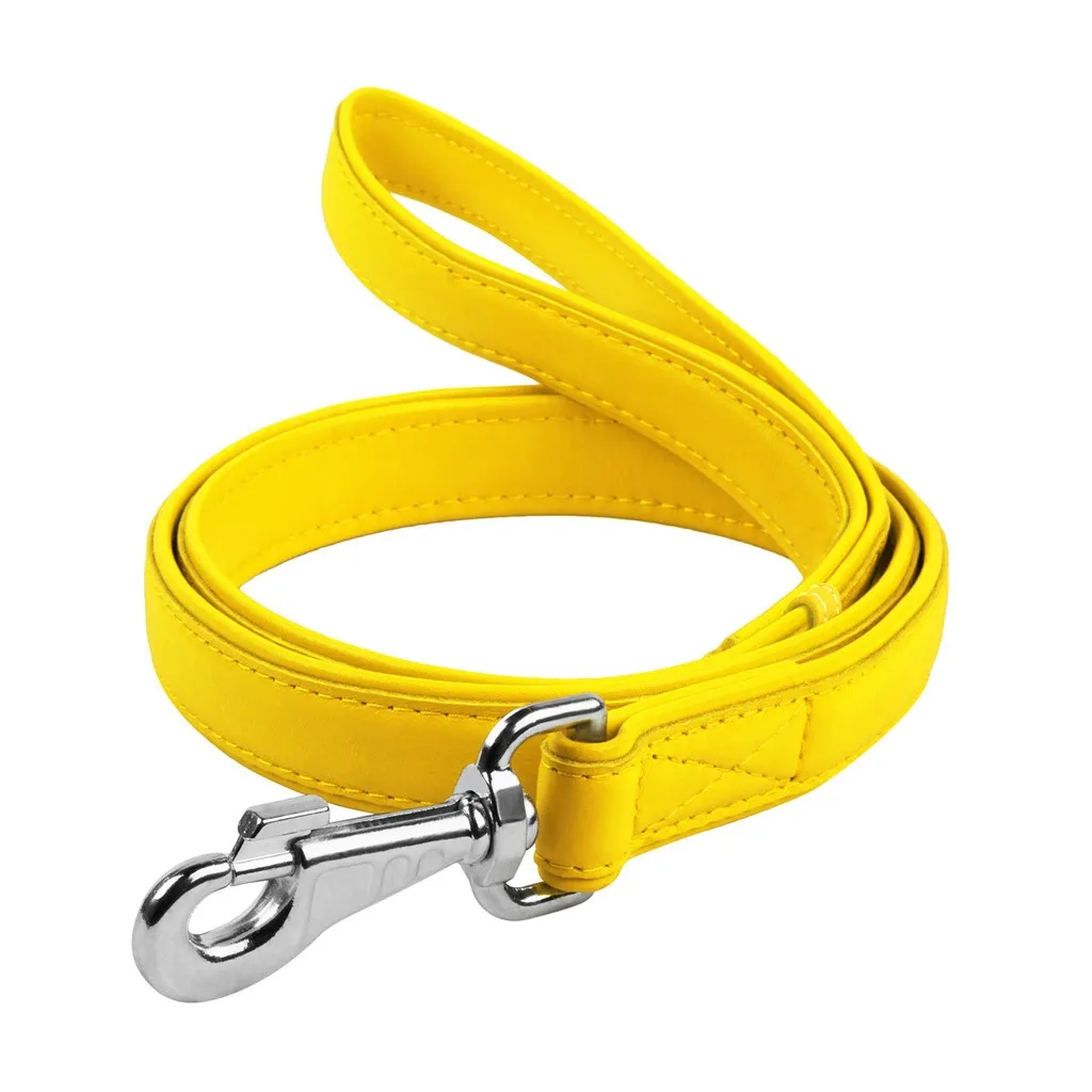 Поводок для собак WAUDOG Glamour кожаный M-XXL желтый (33768)