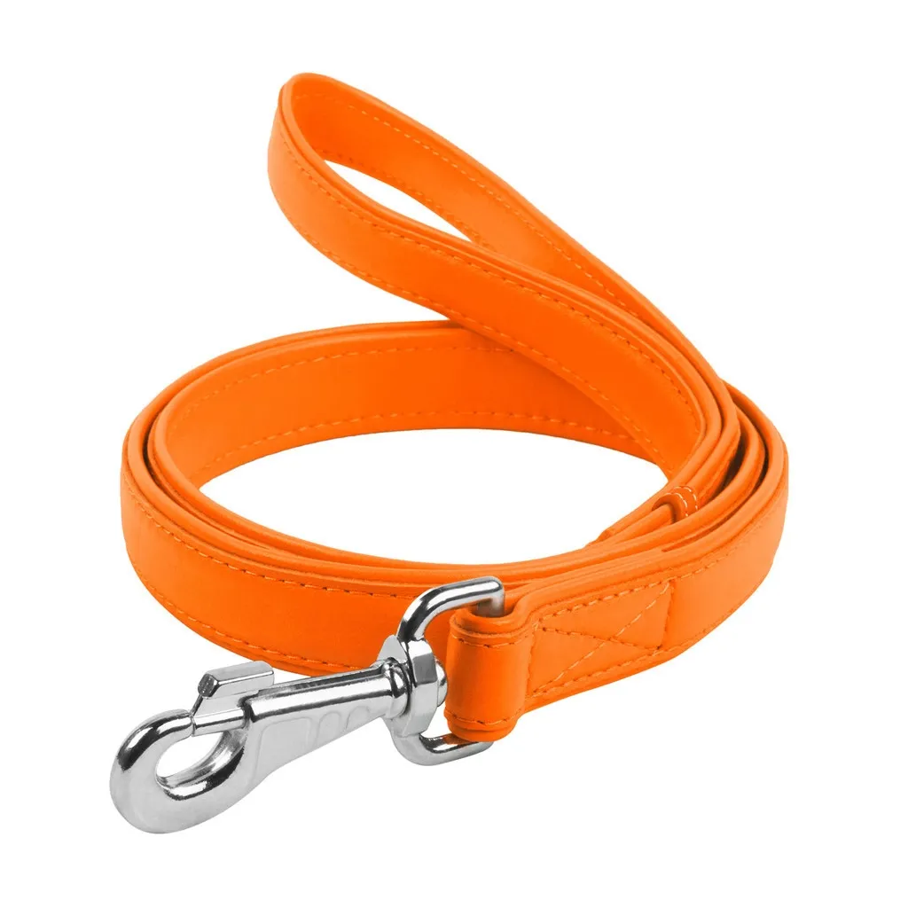 Поводок для собак WAUDOG Glamour кожаный M-XXL оранжевый (33764)