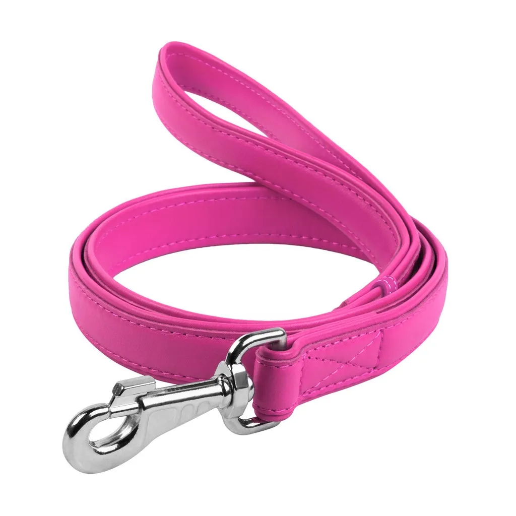 Поводок для собак WAUDOG Glamour кожаный M-XXL розовый (33767)