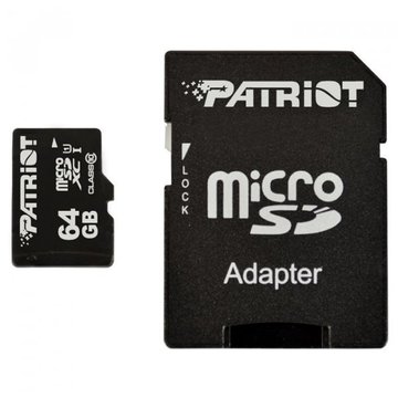 Карта пам'яті  Patriot 64Gb SDHC (class 10) + Adapter (PSF64GMCSDXC10)