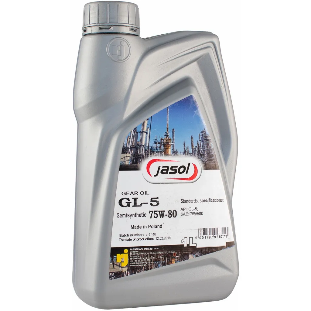 Трансмиссионное масло JASOL GEAR OIL GL-5 75W-80 SEMISYNTHETIC, 1L (0325010)