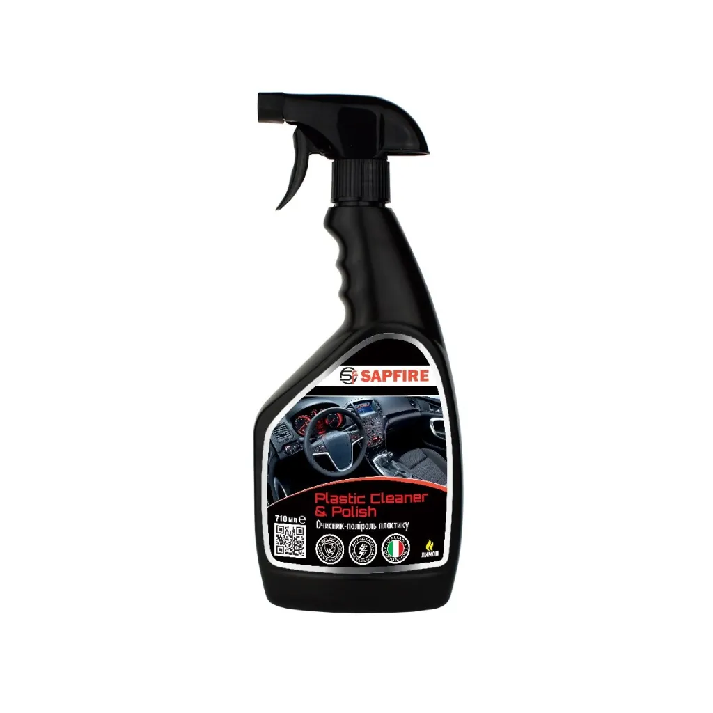 Автополіроль SAPFIRE Plastic Cleaner Polish - лимон 710мл (002838)