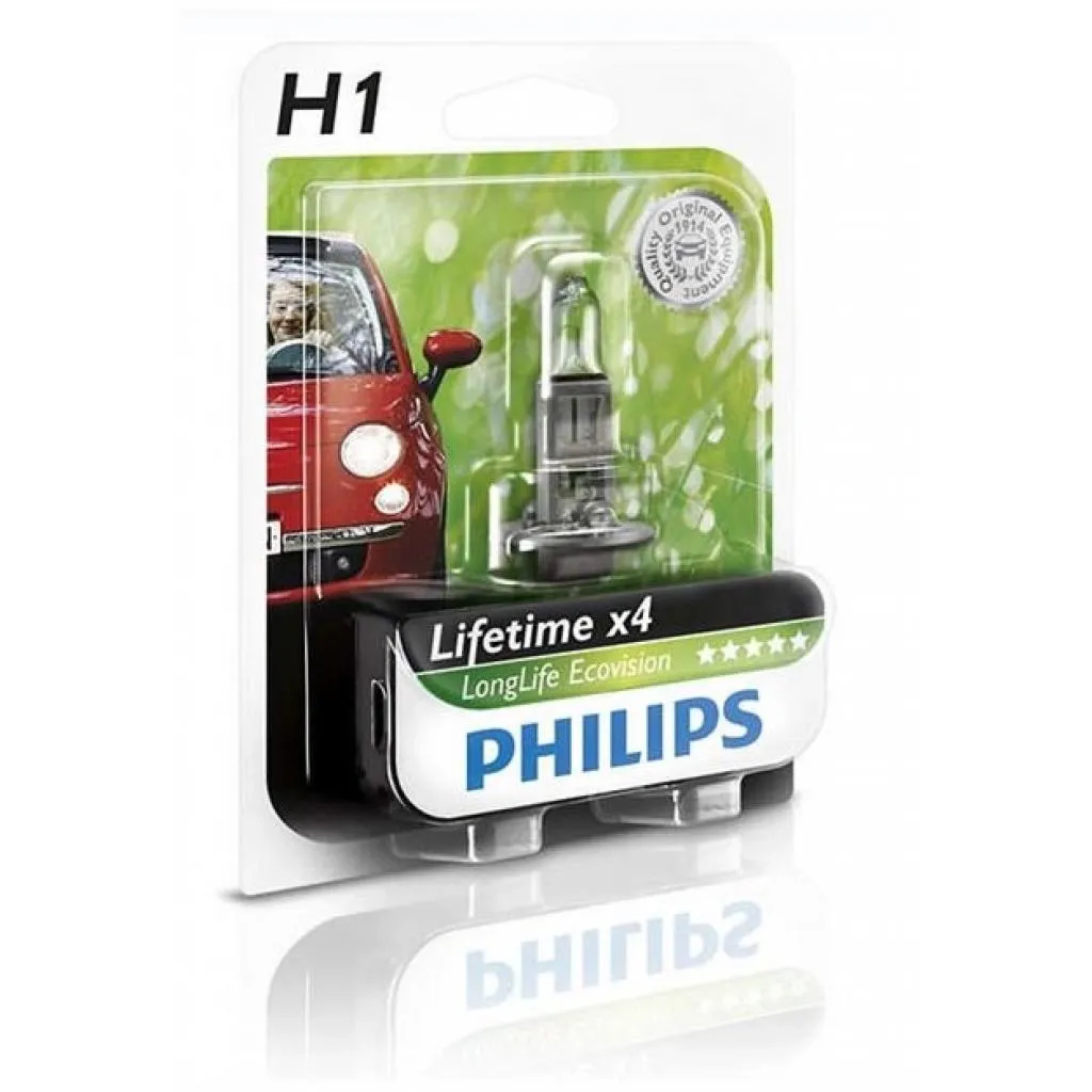  Philips H1 LongLife EcoVision, 1шт (12258LLECOB1)