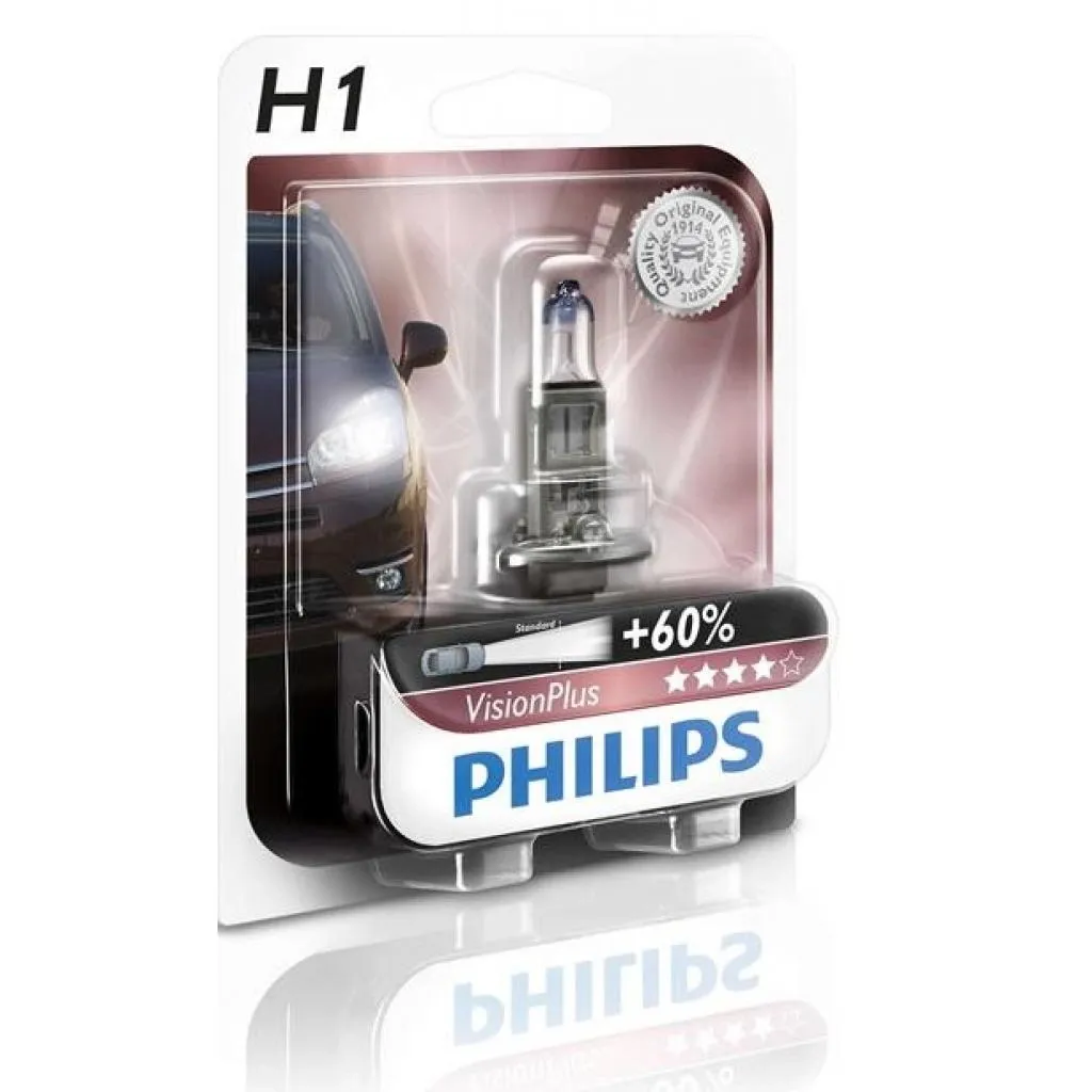  Philips H1 VisionPlus, 1шт (12258VPB1)