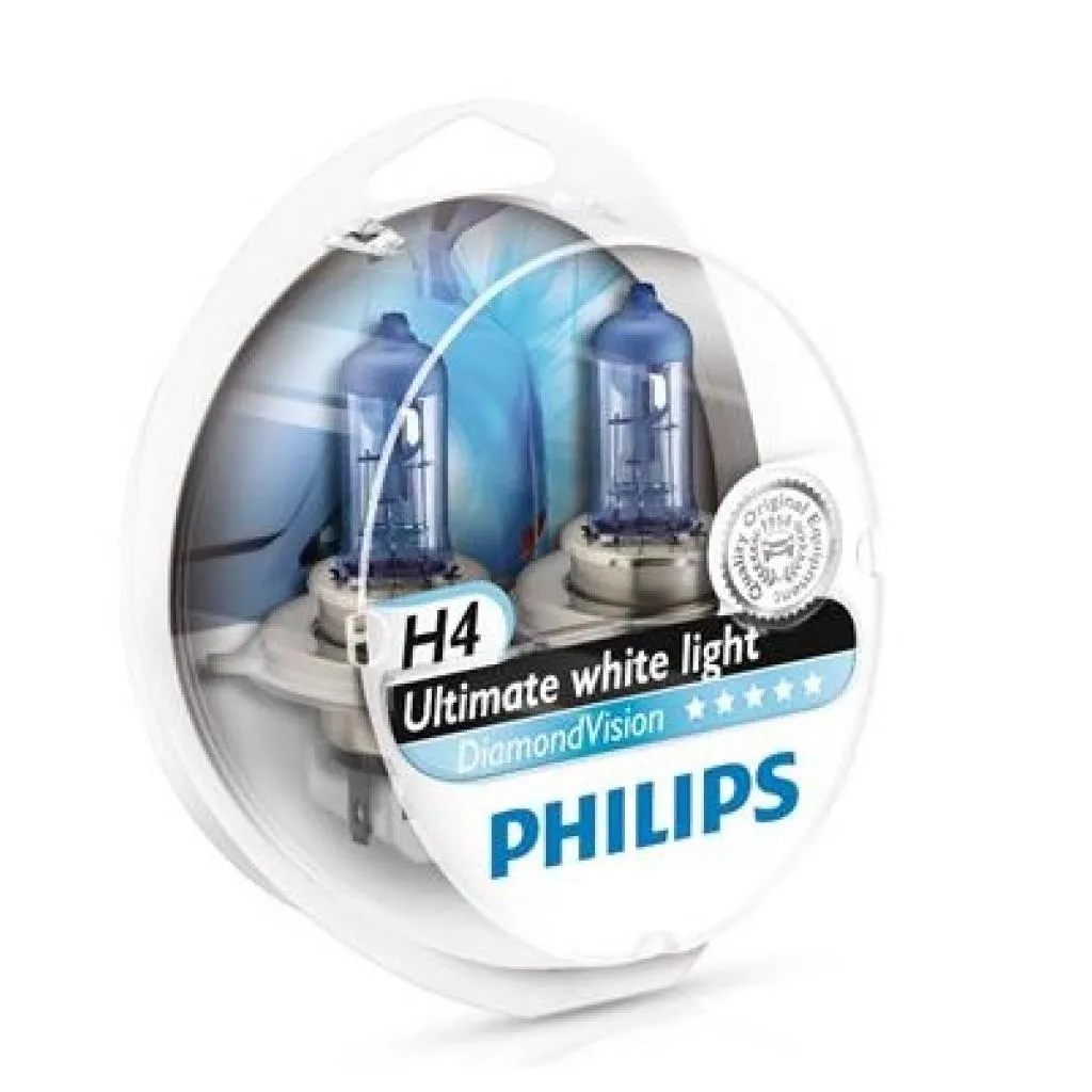 Автолампа Philips H4 Diamond Vision, 5000K, 2шт (12342DVS2)