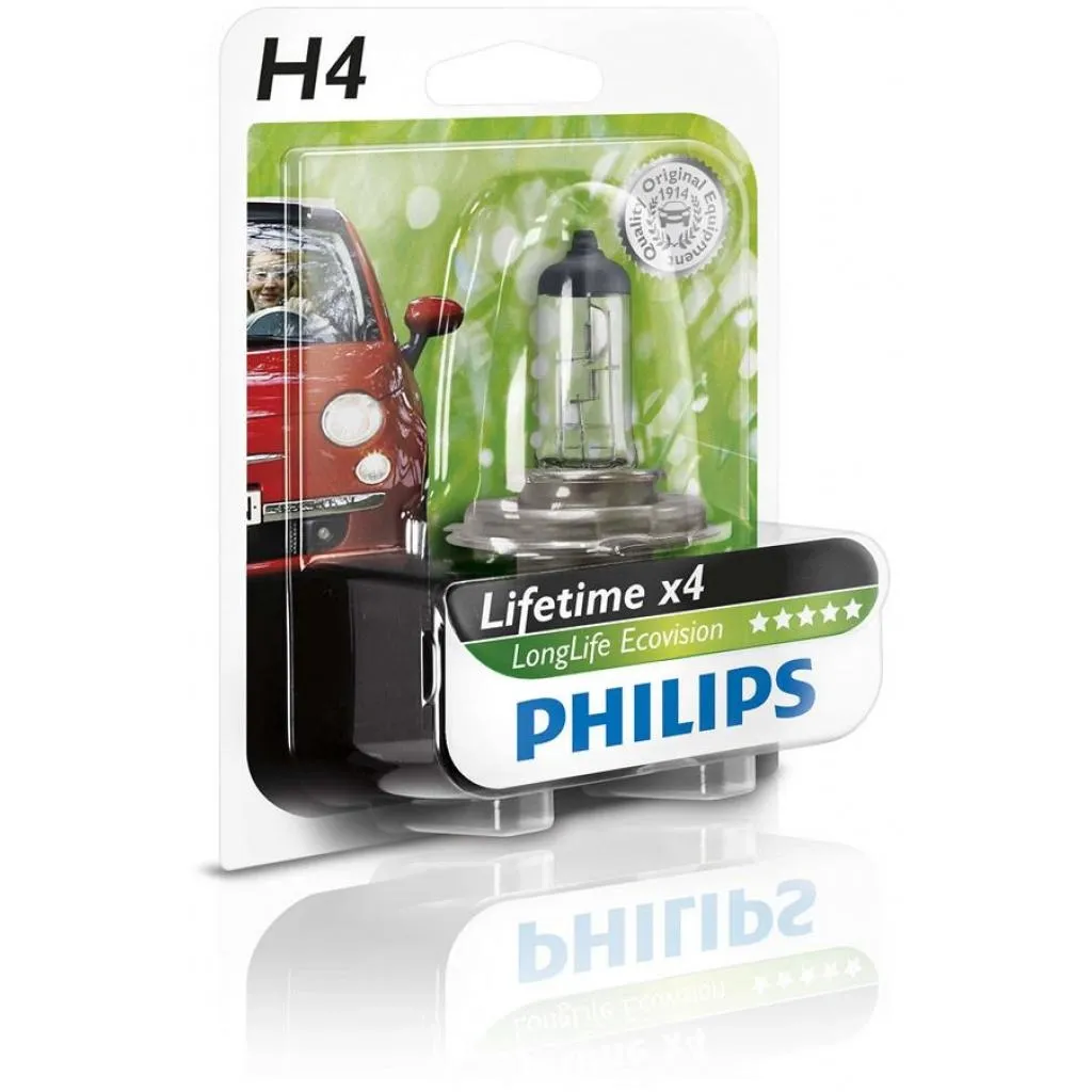  Philips H4 LongLife EcoVision, 1шт (12342LLECOB1)