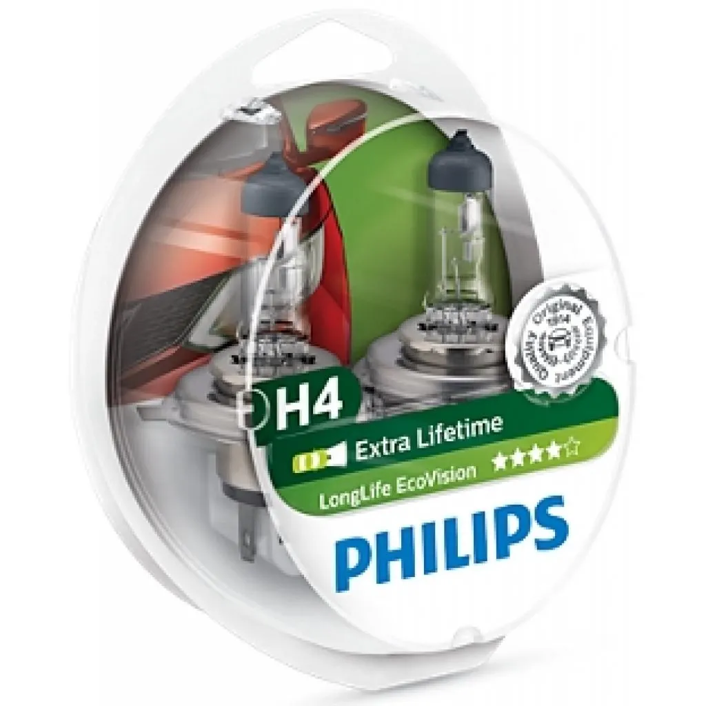  Philips H4 LongLife EcoVision, 2шт (12342LLECOS2)