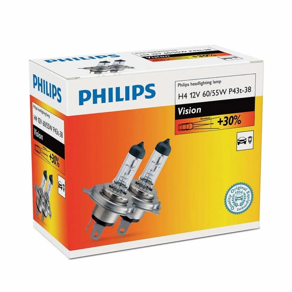  Philips H4 Vision, 3200K, 2шт (12342PRC2)