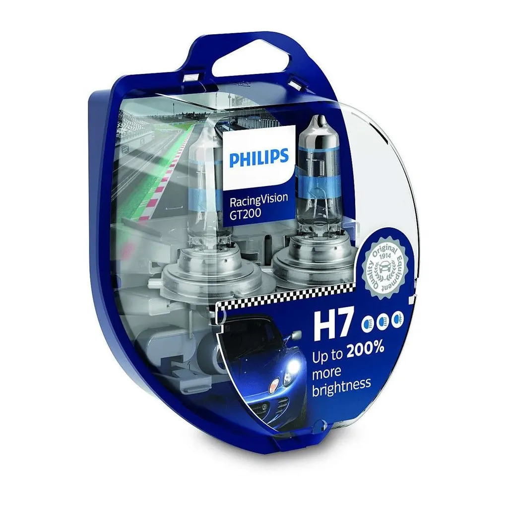  Philips H7 RACING VISION +200%, 2 шт блистер (12972RGTS2)
