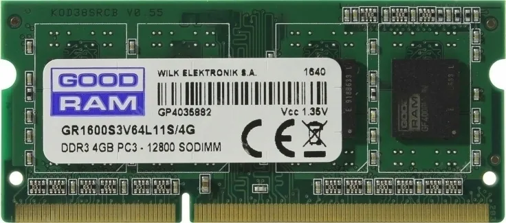 Оперативна пам'ять GOODRAM DDR3L 4GB/1600 1,35V (GR1600S3V64L11S/4G)
