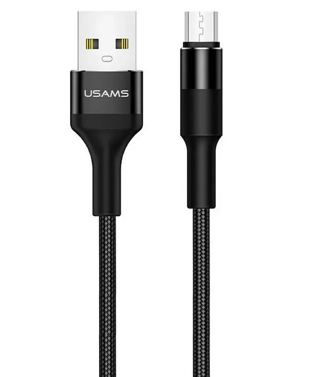Кабель синхронізації Usams US-SJ224 USB - micro USB, 1.2 m Black (SJ224USB01)
