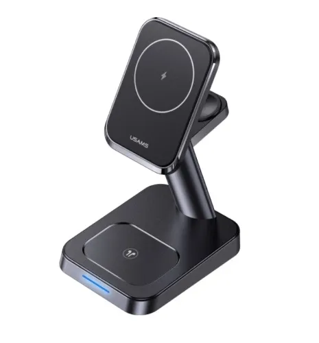 Зарядний пристрій Usams US-CC150 3in1 Magnetic Wireless Charging Stand 20W Black (CC150WXC01)