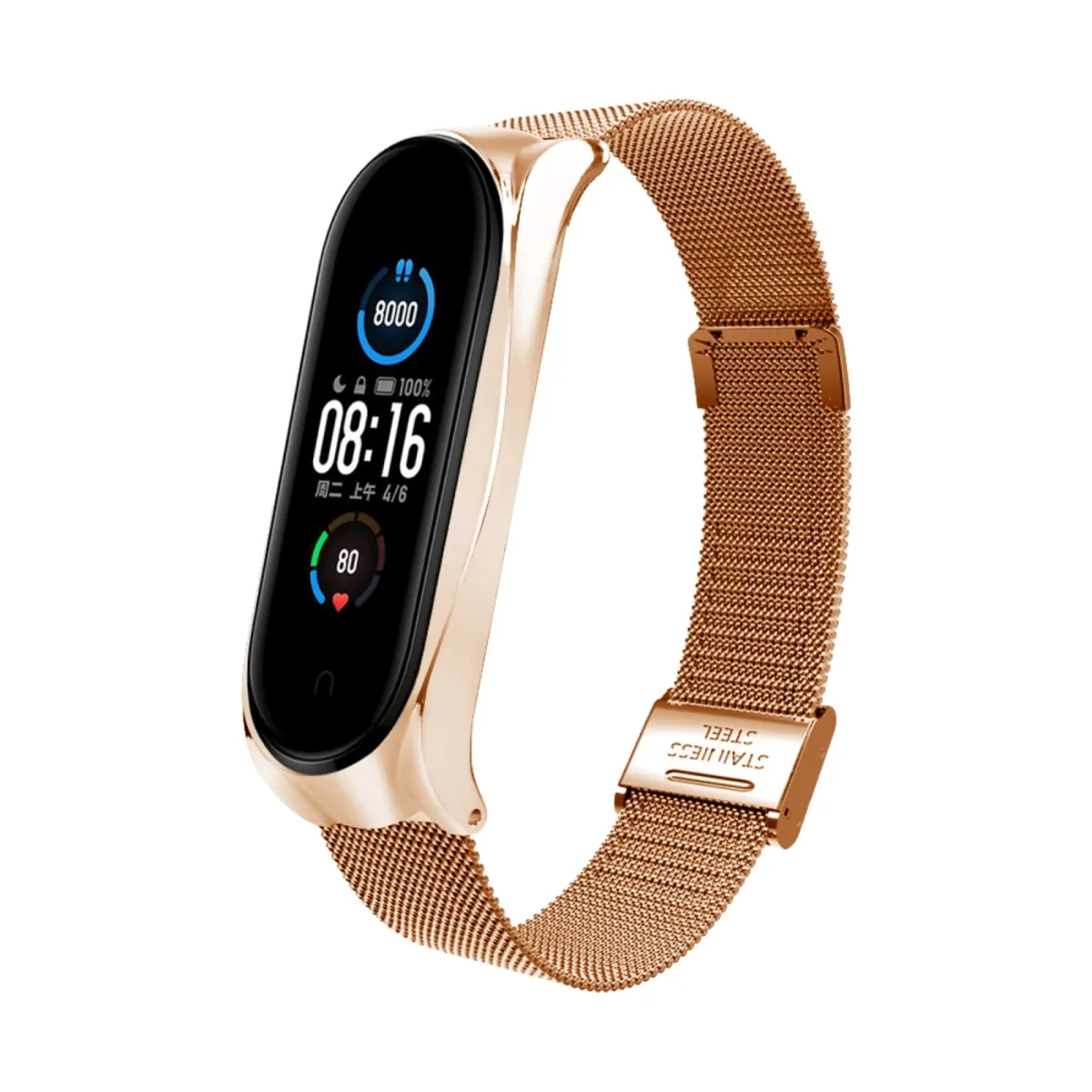 Ремешок для фитнес браслета BeCover Metal for Xiaomi Mi Smart Band 8 Rose Gold (709360)