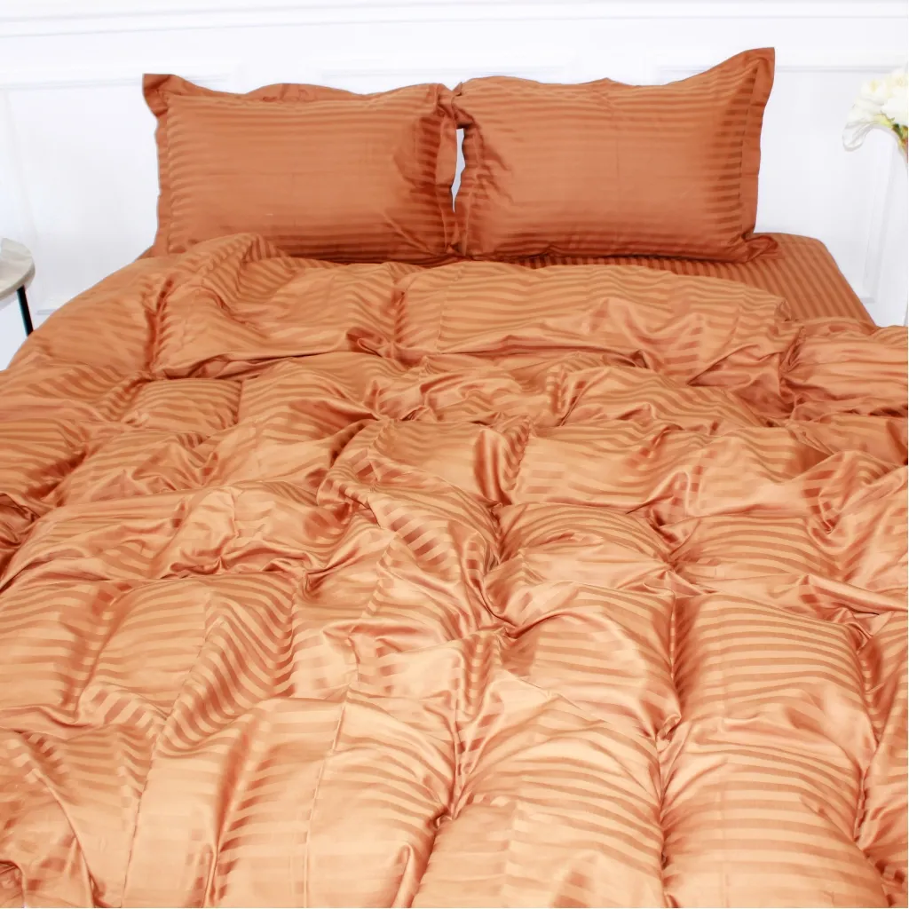 Постільна білизна MirSon Satin Stripe 30-0005 Brown 220х240 King Size (2200005249055)