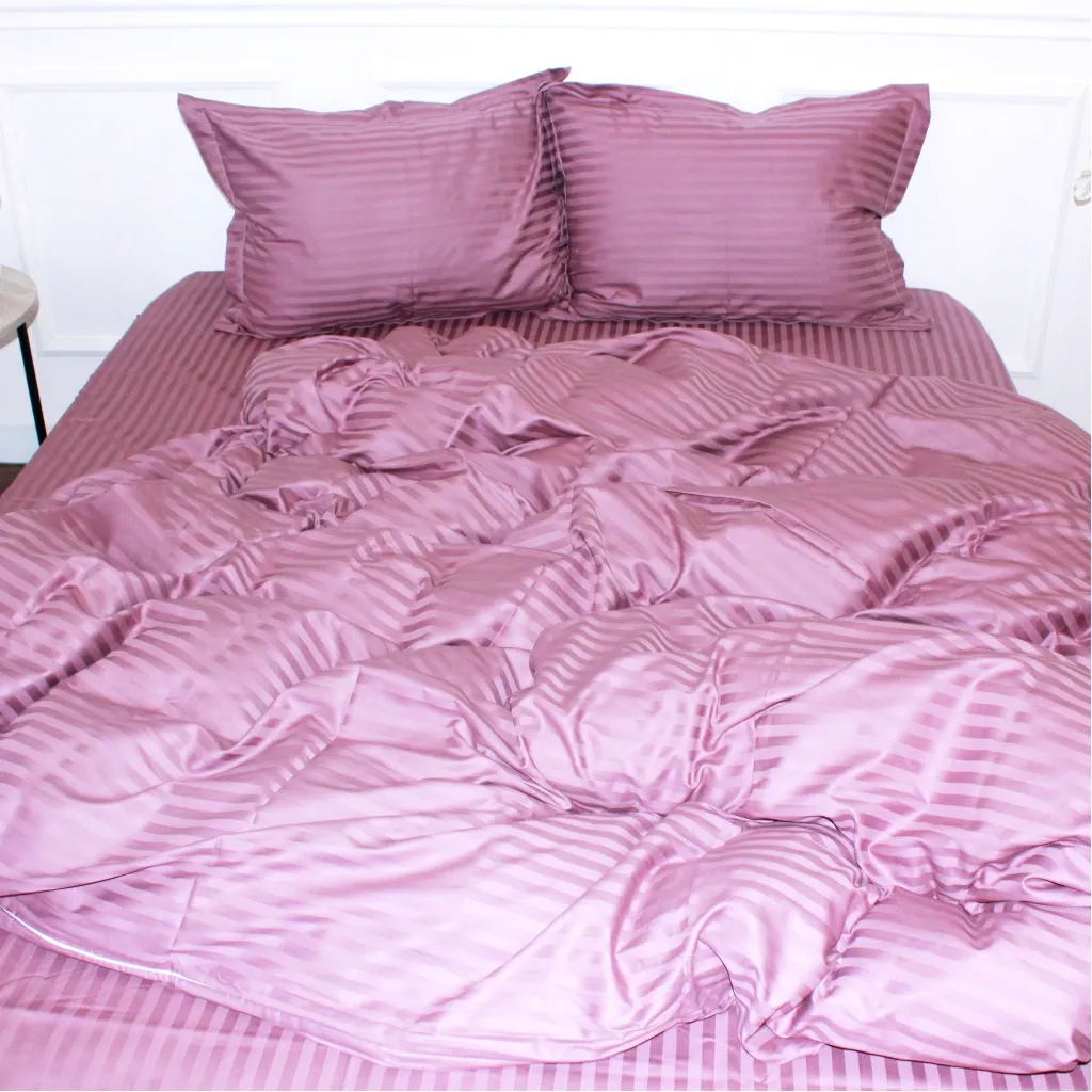 Постельное белье MirSon Satin Stripe 30-0008 Smoky Pink 2х143х210 семейный (2200005250327)