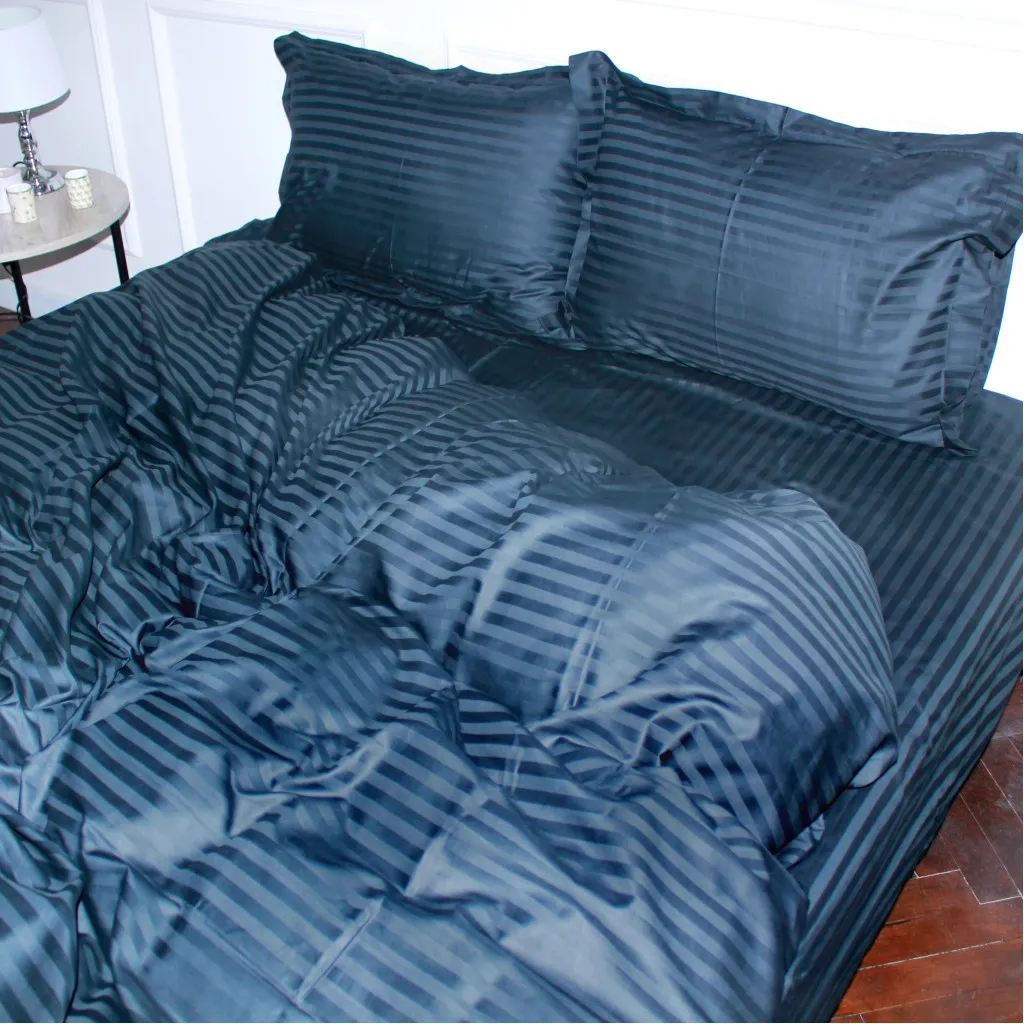 Постельное белье MirSon Satin Stripe 30-0021DarkBlue 160х220 Семейный (2200005255803)