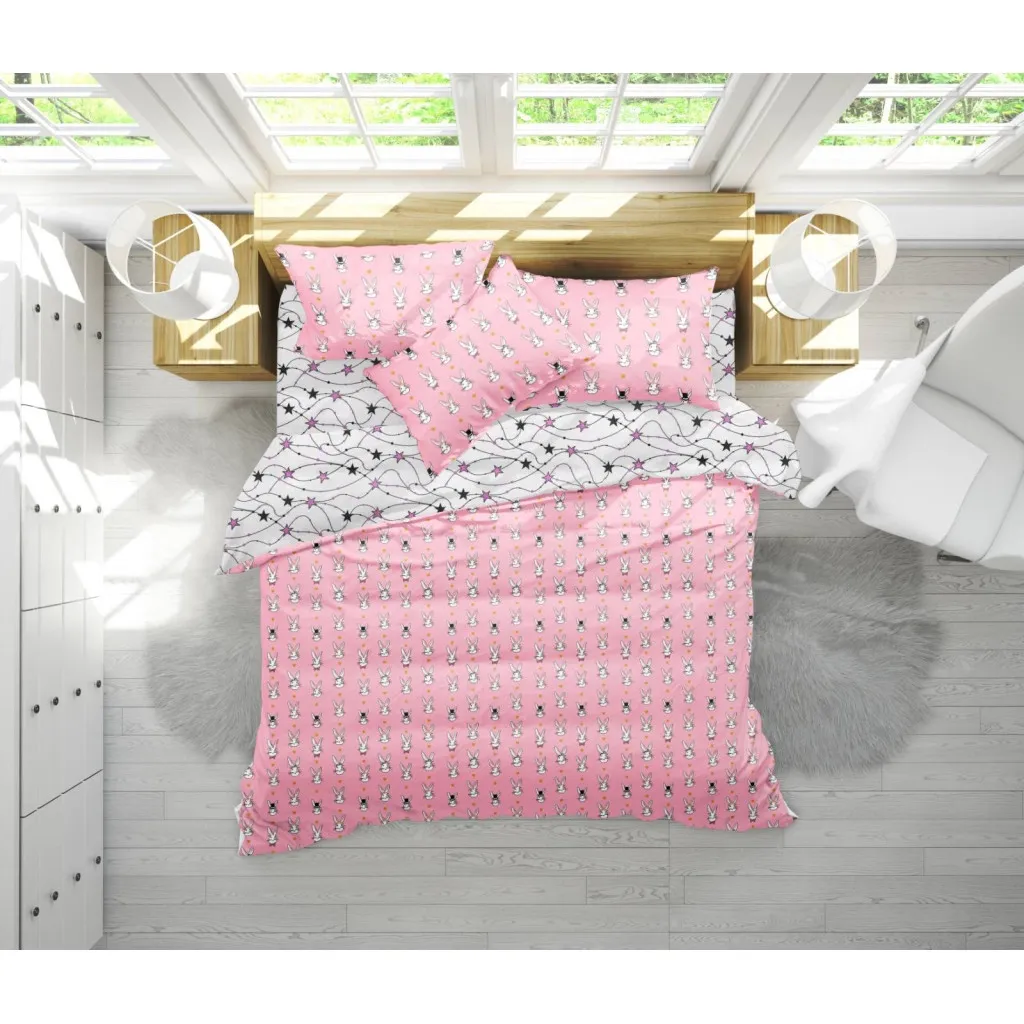 Постельное белье MirSon Бязь 17-0528 Bunnies pink King Size (2200003672022)