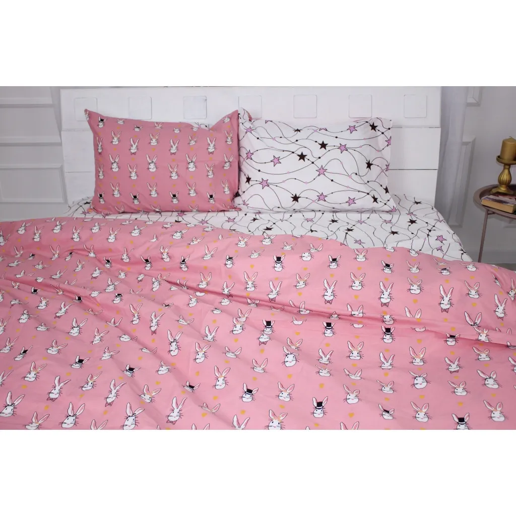 Постельное белье MirSon Бязь Ranforce Elite 17-0528 Bunnies pink King Size (2200004706733)