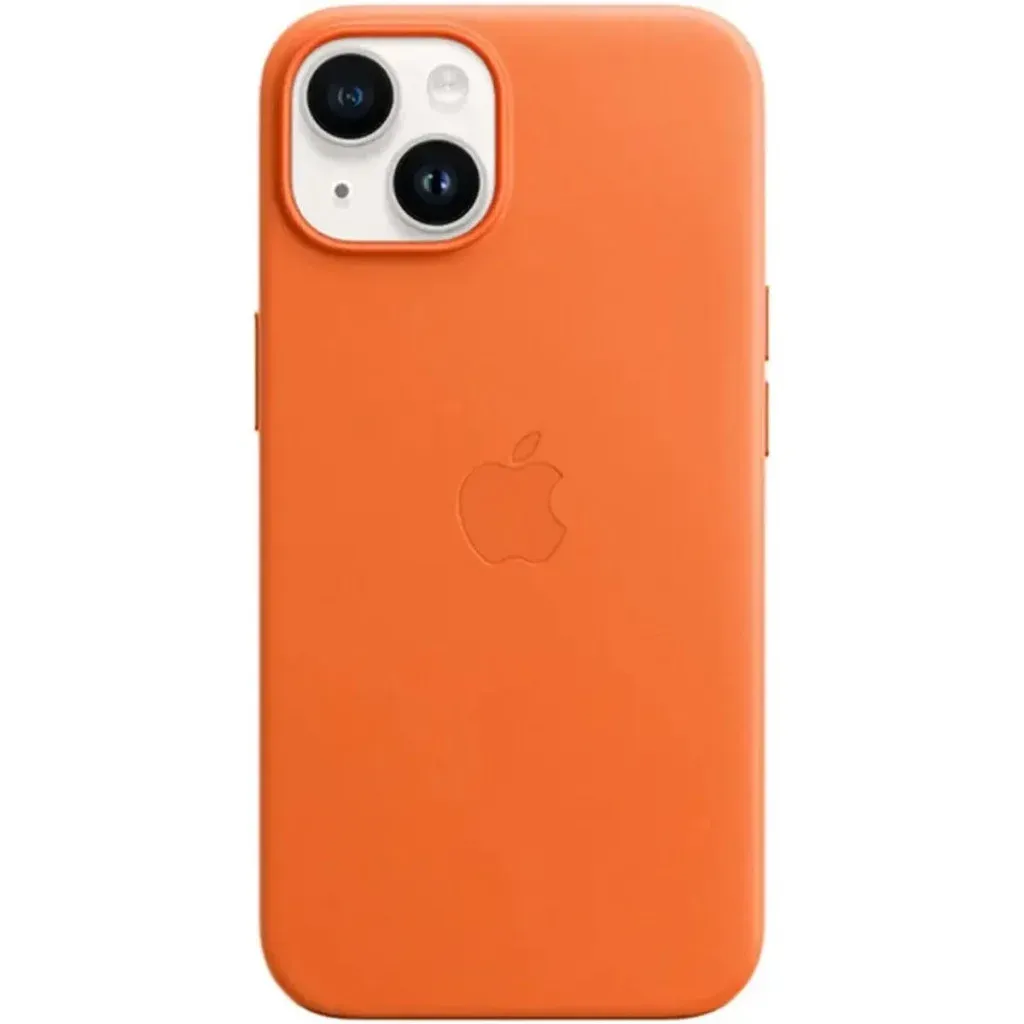 Чехол-накладка Leather AAA Full Magsafe IC for iPhone 14 Orange