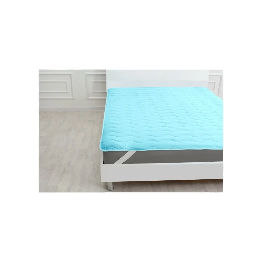 Наматрасник MirSon Eco Light №1713 EcoSilk Air-line на резинке по углам Blue 140x200 см (2200002888493)