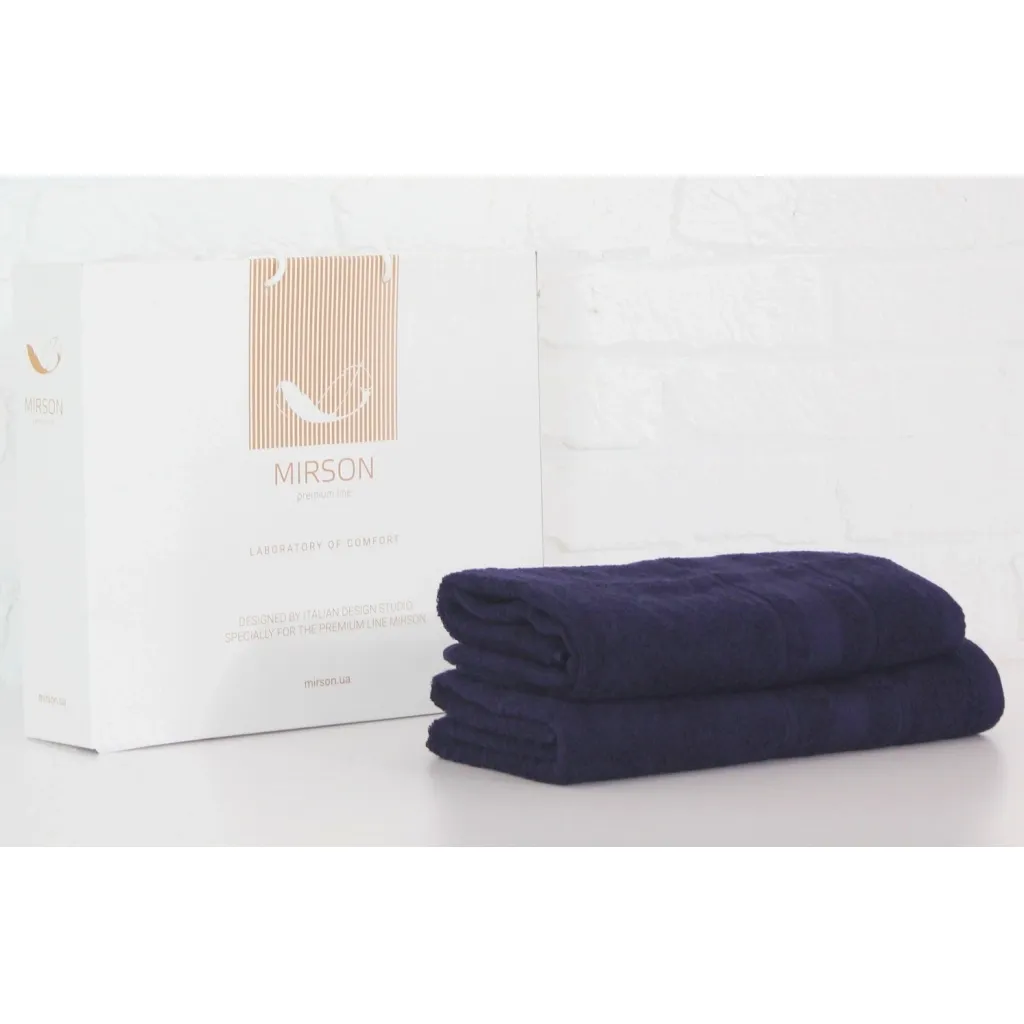 Полотенце MirSon набор банных №5073 Elite SoftNess Darkblue 50х90, 70х140 (2200003183115)