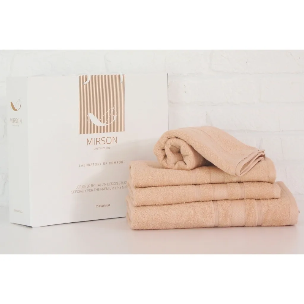 Полотенце MirSon набор банных №5075 Elite SoftNess Ivory 40х70, 50х90, 70х140 (2200003975673)