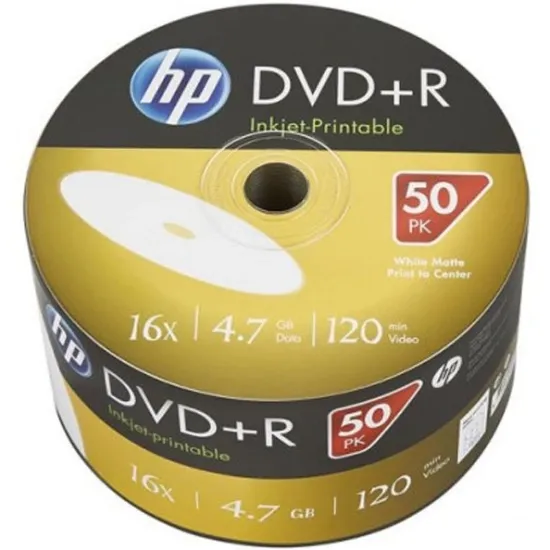 Привод CD DVD HP DVD+R 4.7 GB 16X IJ Print 50pcs (69304/DRE00070WIP-3)