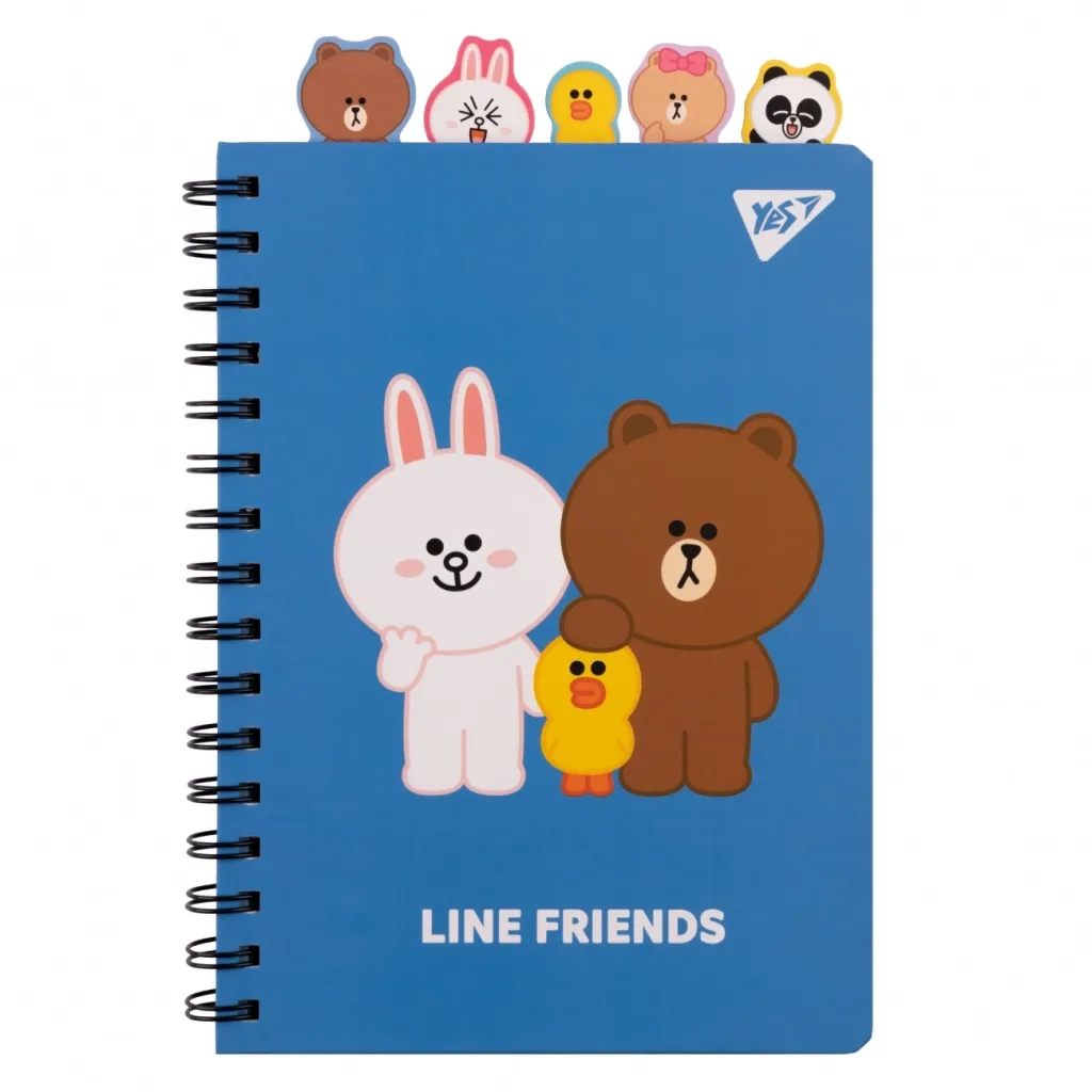  Yes Line Friends А5 150 х 210 двойная спираль с фигурными разделителями 80 листов Линия (151775)