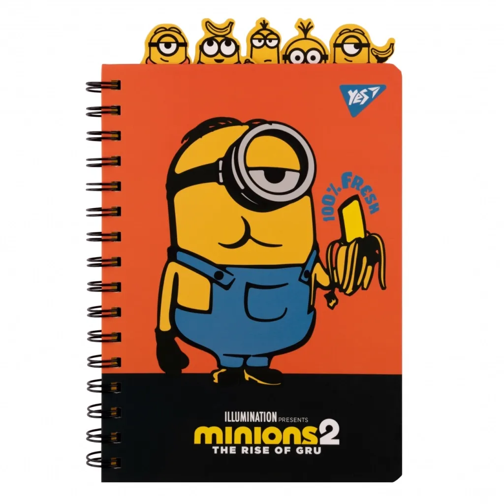  Yes Minions А5 150 х 210 двойная спираль с фигурными разделителями 80 листов Линия (151778)