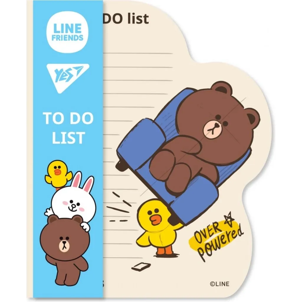 Папір для нотаток Yes To Do Line Friends boy планшет з магнітом, блок 52 аркуша (170325)