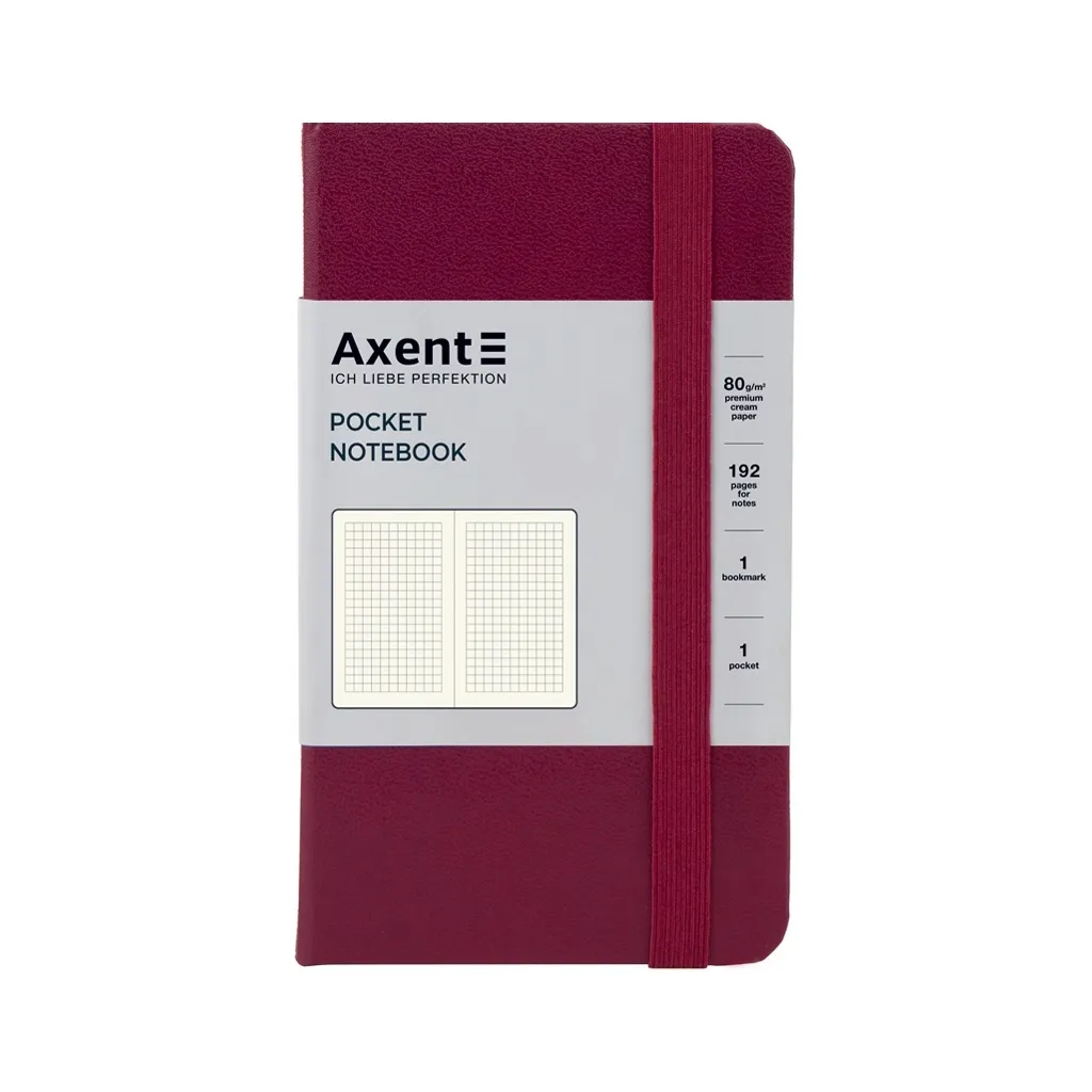 Записная книжка Axent Partner, 95x140 мм, 96 листов, клетка, винная (8301-46-A)