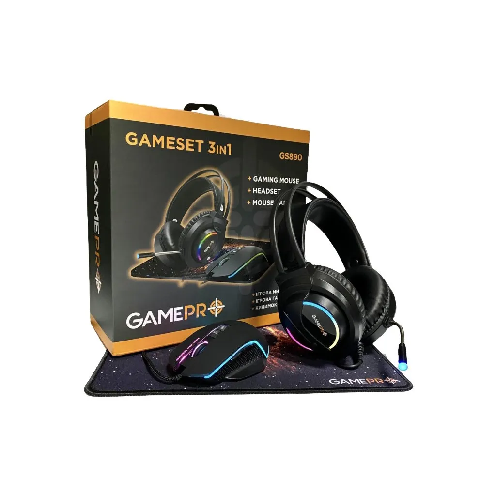 Мишка GamePro GS890 Combo 3 in 1 миша + ігрова поверхня + гарнітура (GS890)