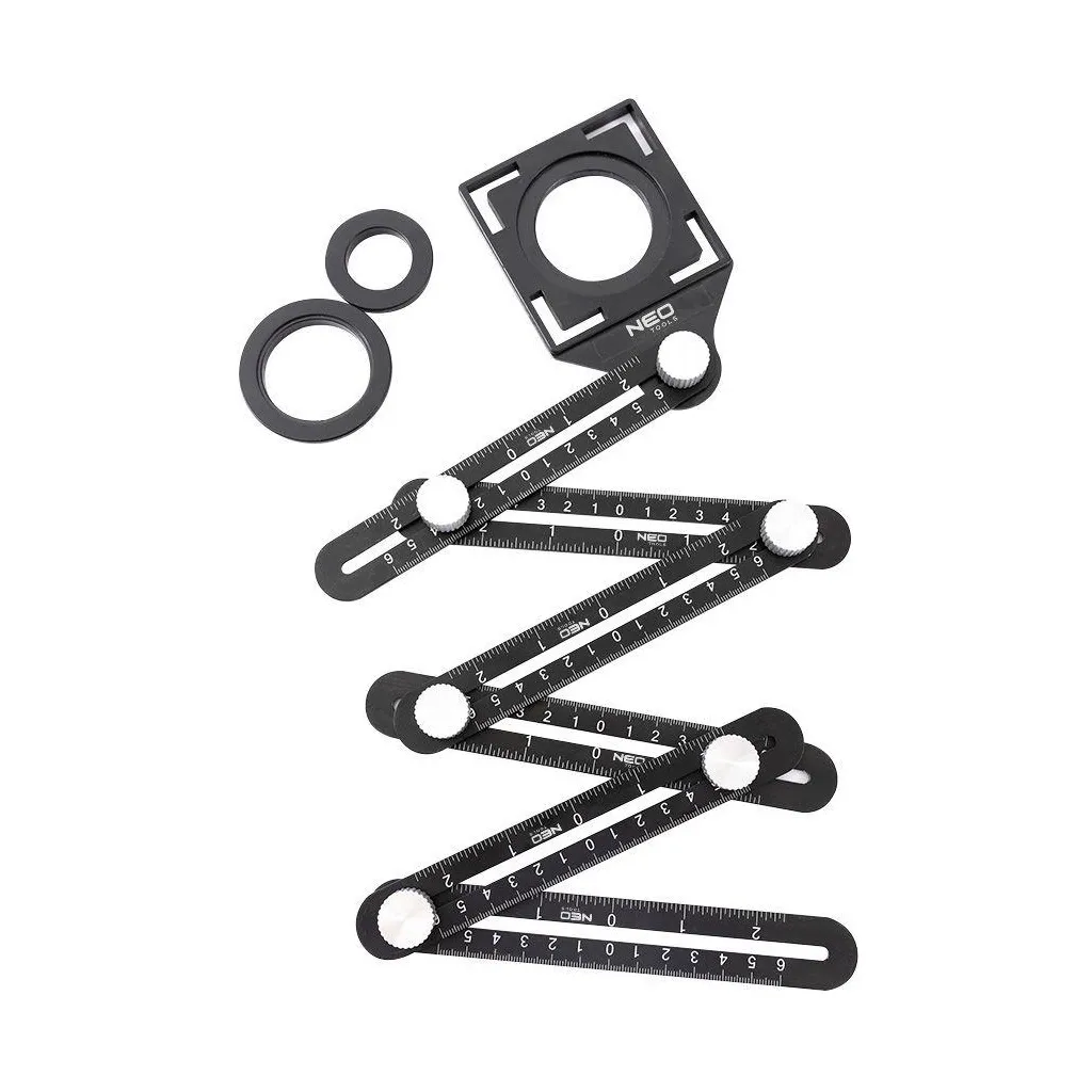 Линейка Neo Tools угловая, алюминий, 6 плеч с шкалой 0-6 см, отверствие в ша (72-351)
