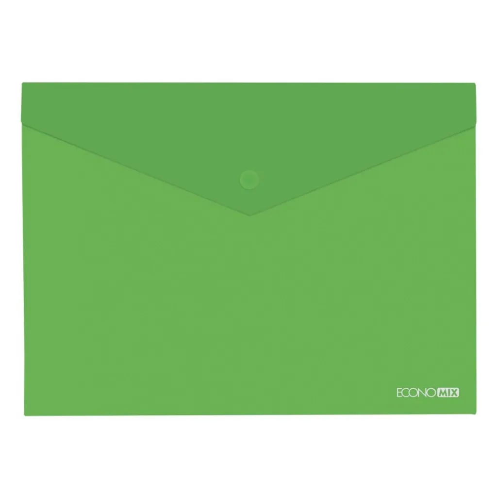 Папка - конверт Economix В5 180 мкм прозрачна, фактура "глянець", зелена (E31302-04)