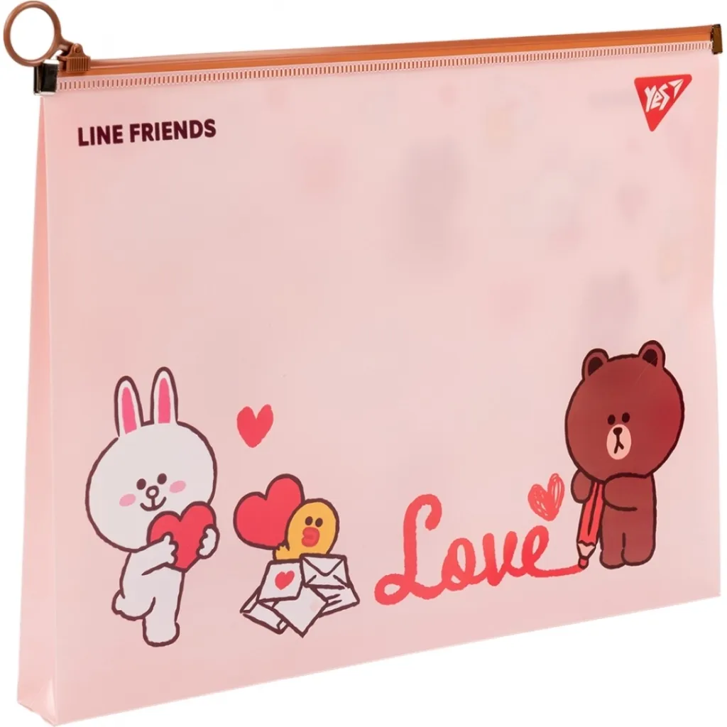 Папка на молнии Yes А4 Line Friends. Brown (492090)