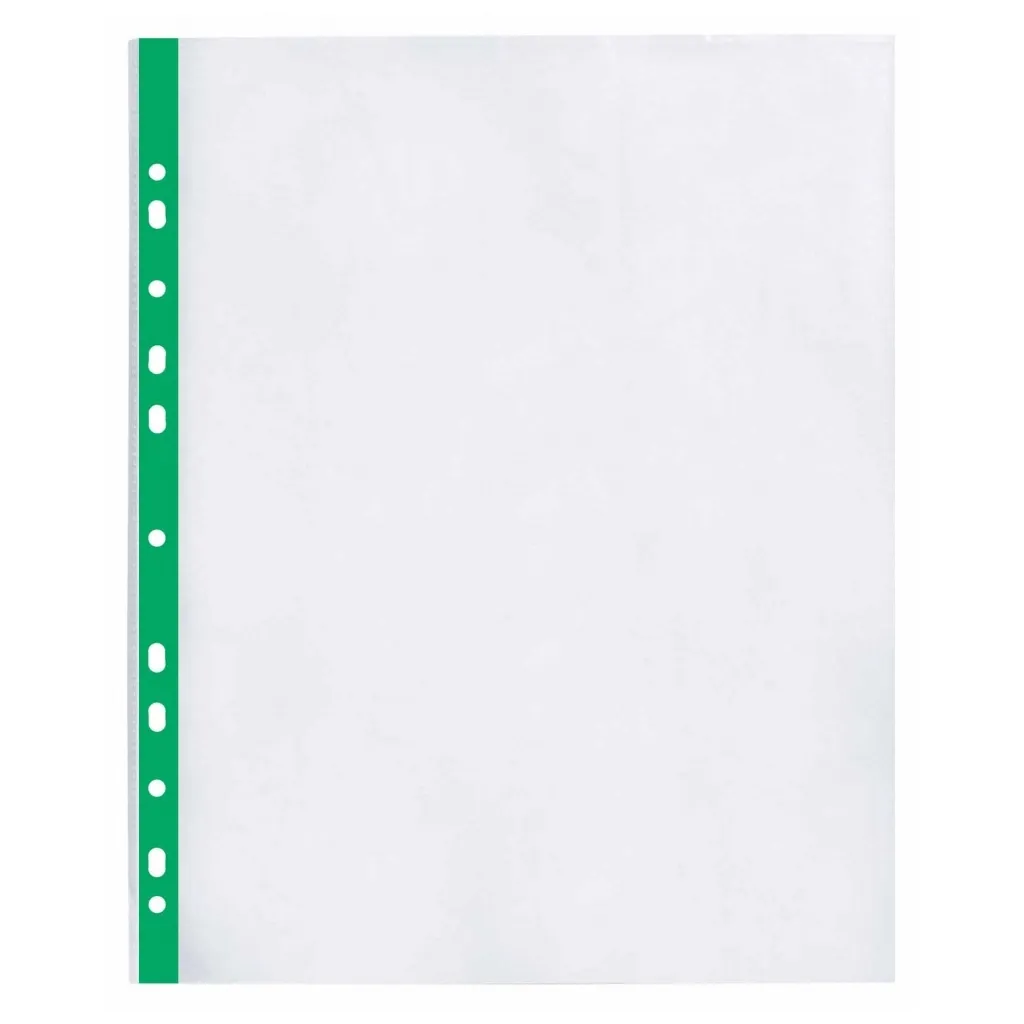 Файл Optima А4+ 40 мкм глянсових з зеленою стрічкою, 20 штук (O35109-04)