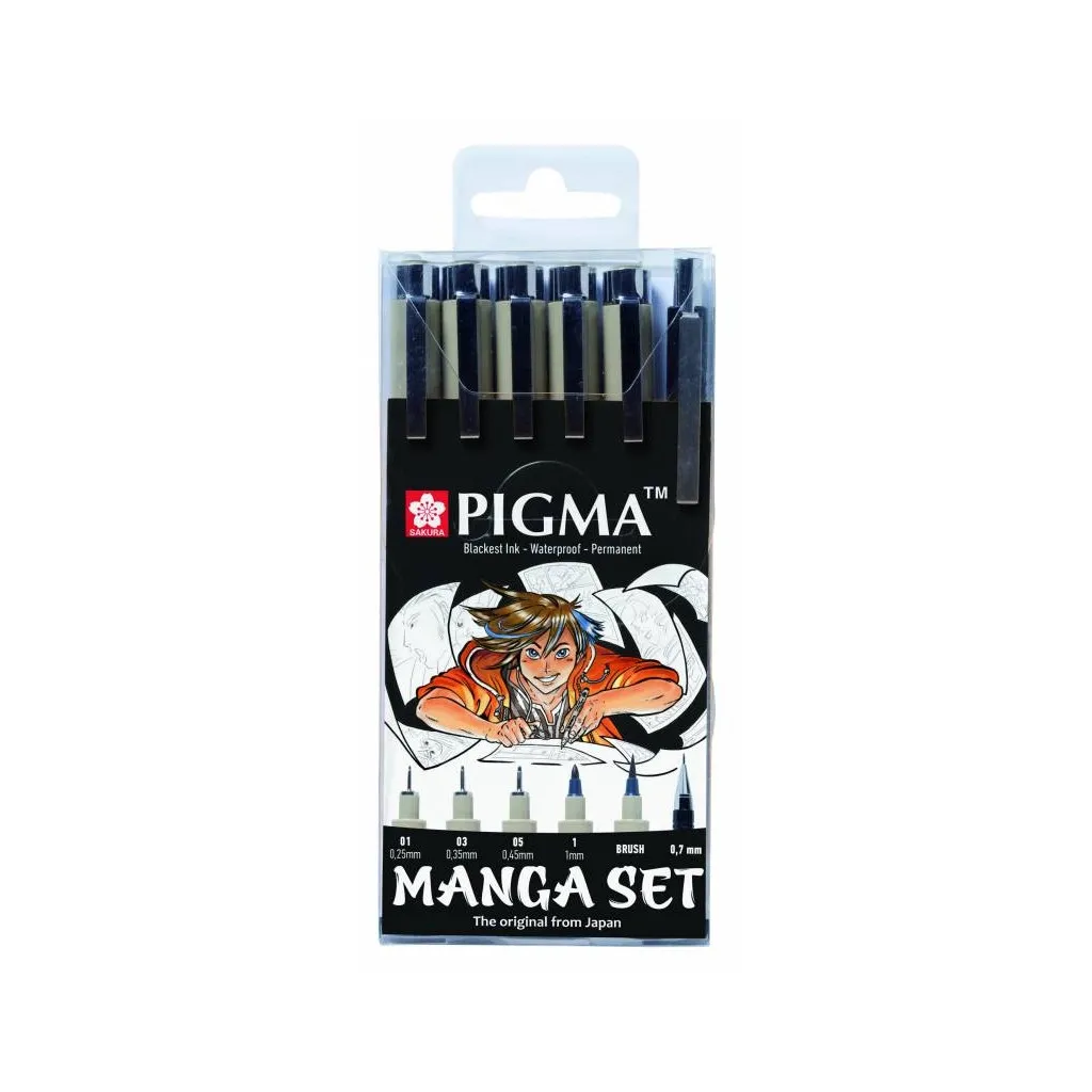 Лайнер Sakura Набір лінерів для манга MANGA PIGMA TOOL SET, 6 шт (8712079397609)
