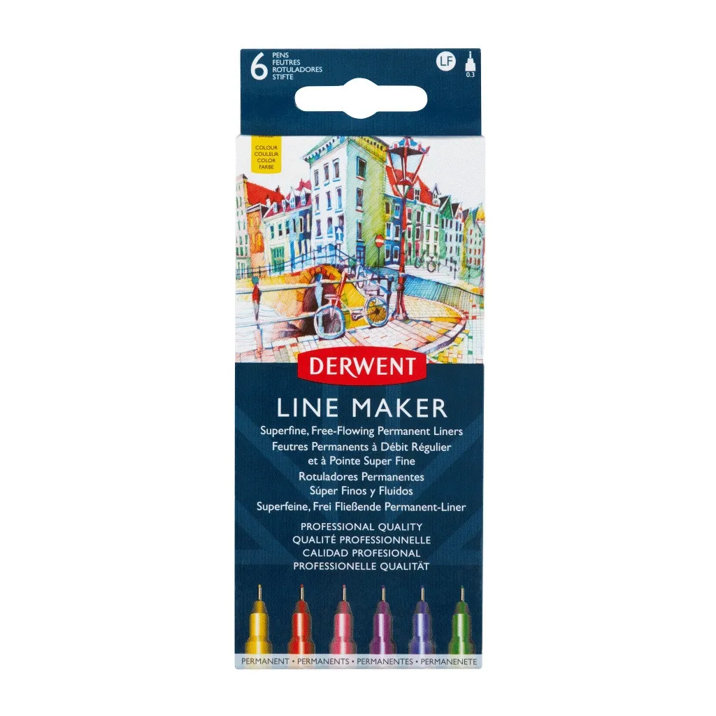 Лайнер Derwent набір Line Maker Colour 6 шт, кольорові (5028252595971)