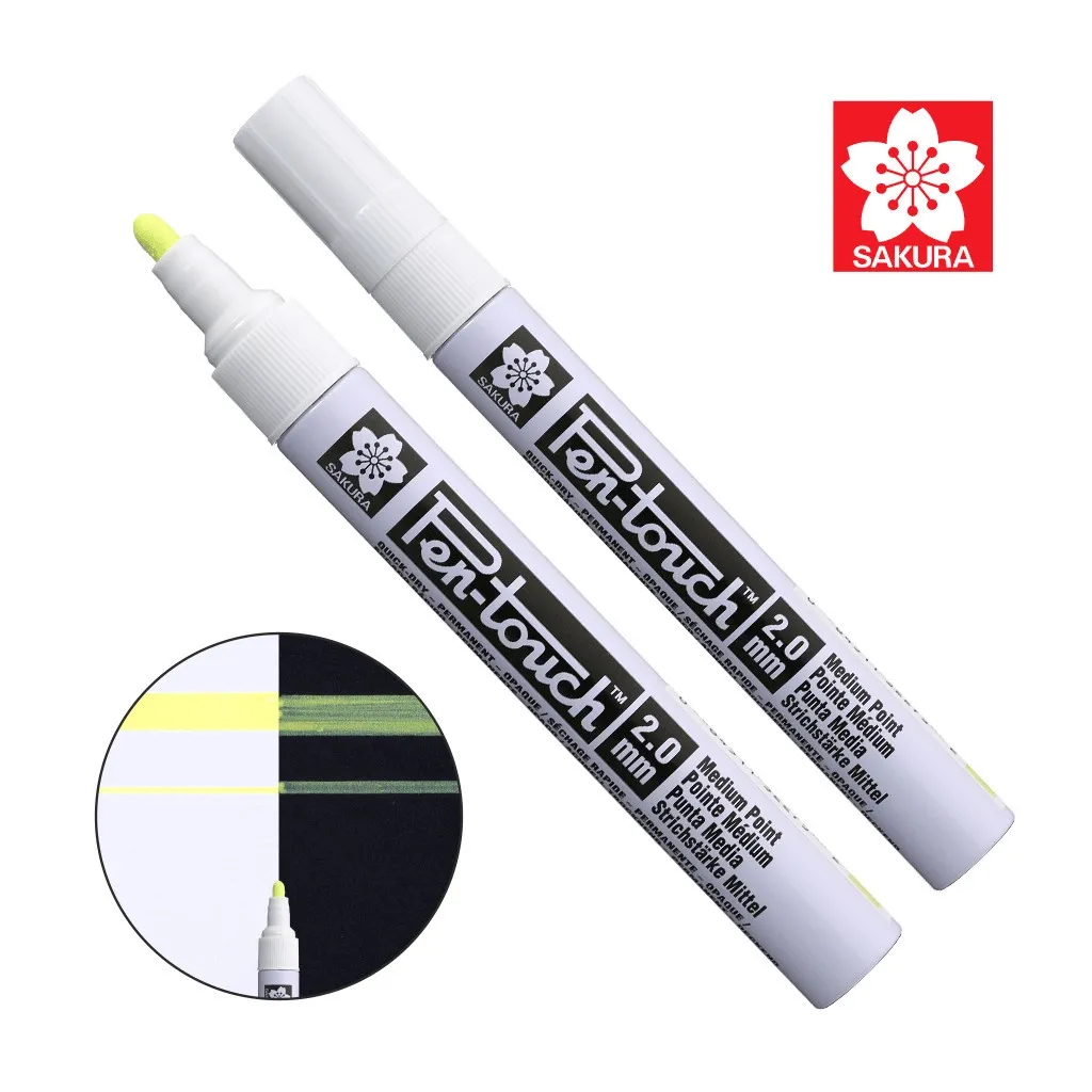  Sakura Pen-Touch Желтый, флуоресцентный, средний (MEDIUM) 2.0мм (084511322752)
