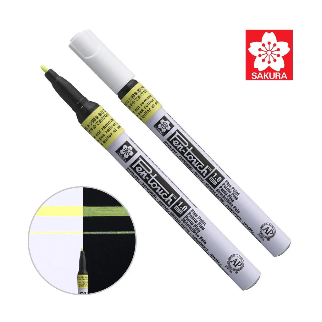  Sakura Pen-Touch Желтый, флуоресцентный, тонкий (FINE) 1мм (084511322707)